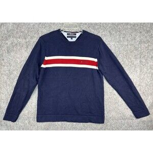 Tommy Hilfiger Sweater Men’s Small Red White Blue Roll Neck Embroidered Y2K